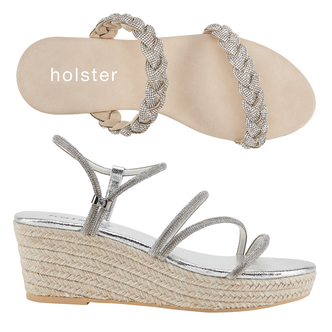 Tiara Espadrille & Viva Espadrille Bundle - Beige/Silver holster Australia
