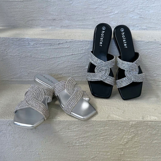 Zara Low Wedge Bundle - Black / Silver