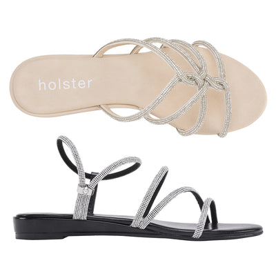 Sundance Low Wedge & Viva Low Wedge Bundle - Beige/Black holster Australia