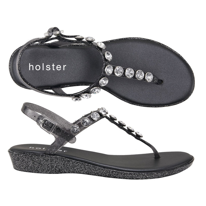 Amalfi Wedge - Clear Graphite Glitter holster Australia